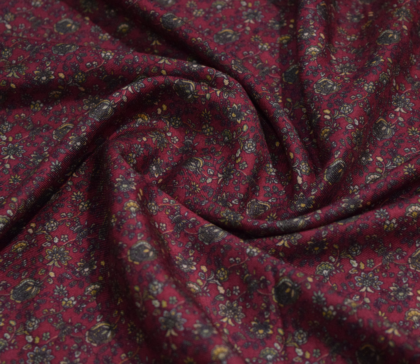 Small Floral Pattern Digital Printed Pure Pashmina Fabric Available in Blue, Maroon, Wine and Green