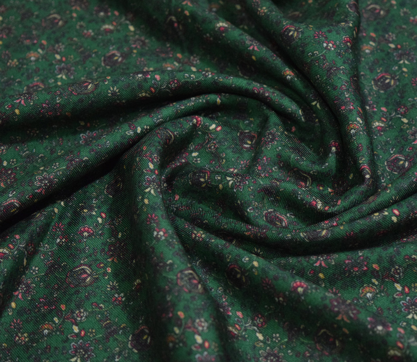 Small Floral Pattern Digital Printed Pure Pashmina Fabric Available in Blue, Maroon, Wine and Green