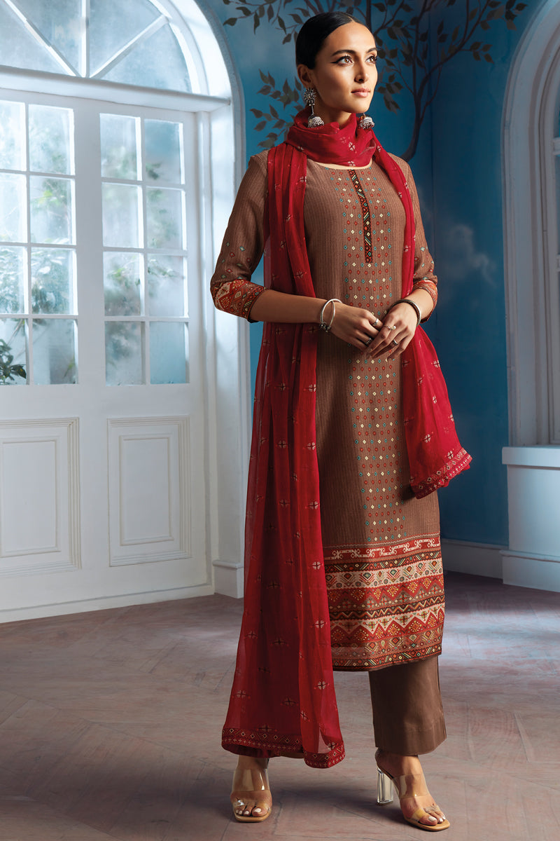 Bemberg Silk Kurta with Chiffon Dupatta