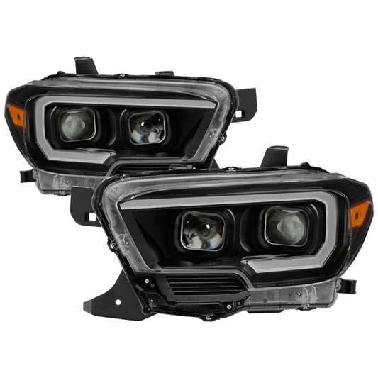 xTune Toyota Tacoma 16-18 DRL Light Bar Projector Headlights - Black PRO-JH-TTA16-LBDRL-BK