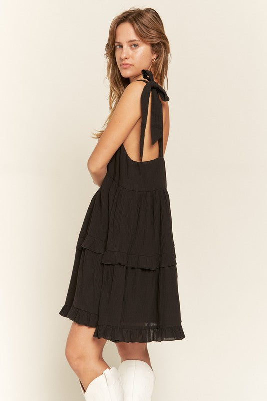 Square neck ruffle dress