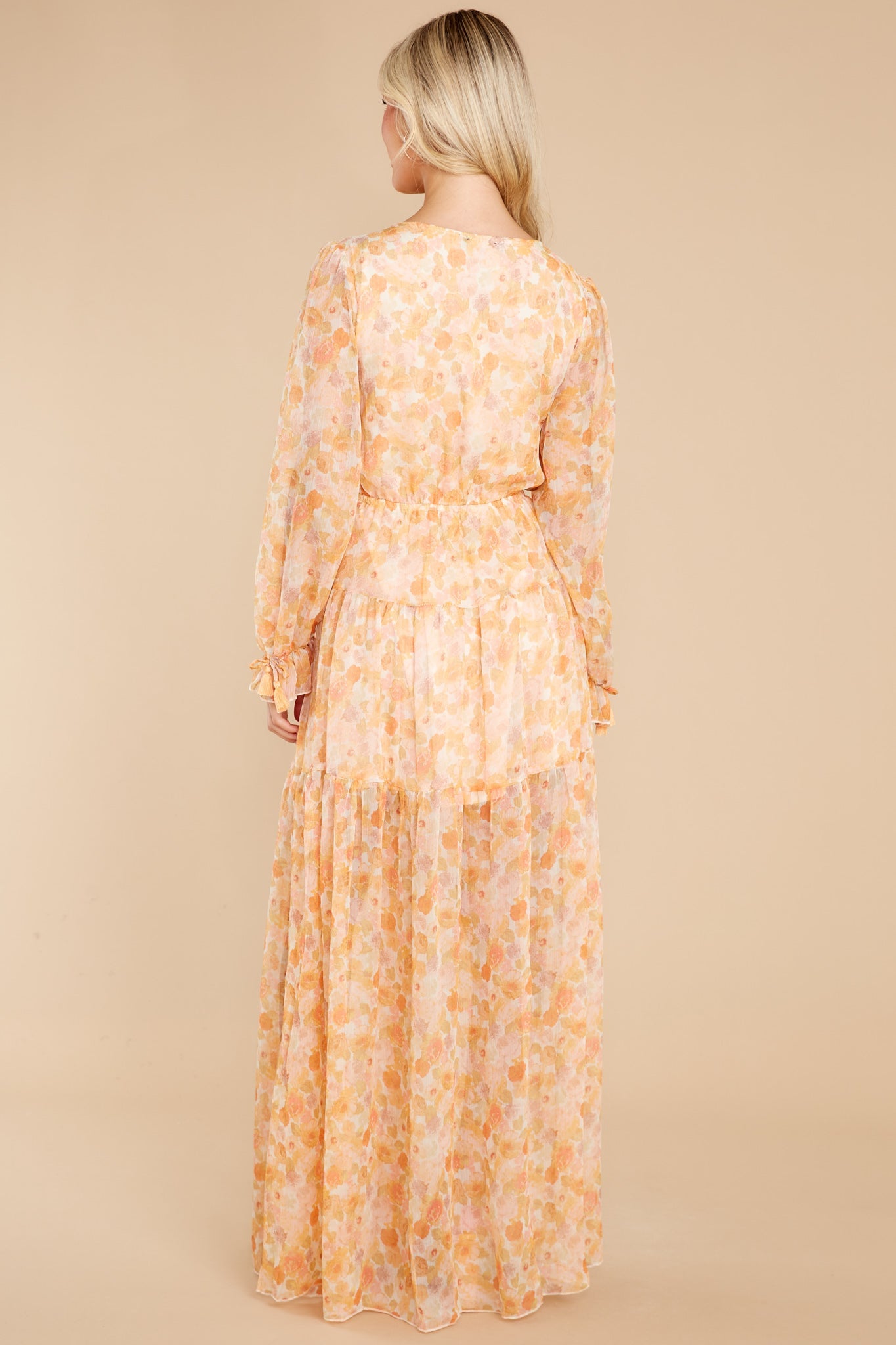 Ready To Flourish Peach Floral Print Maxi Dress