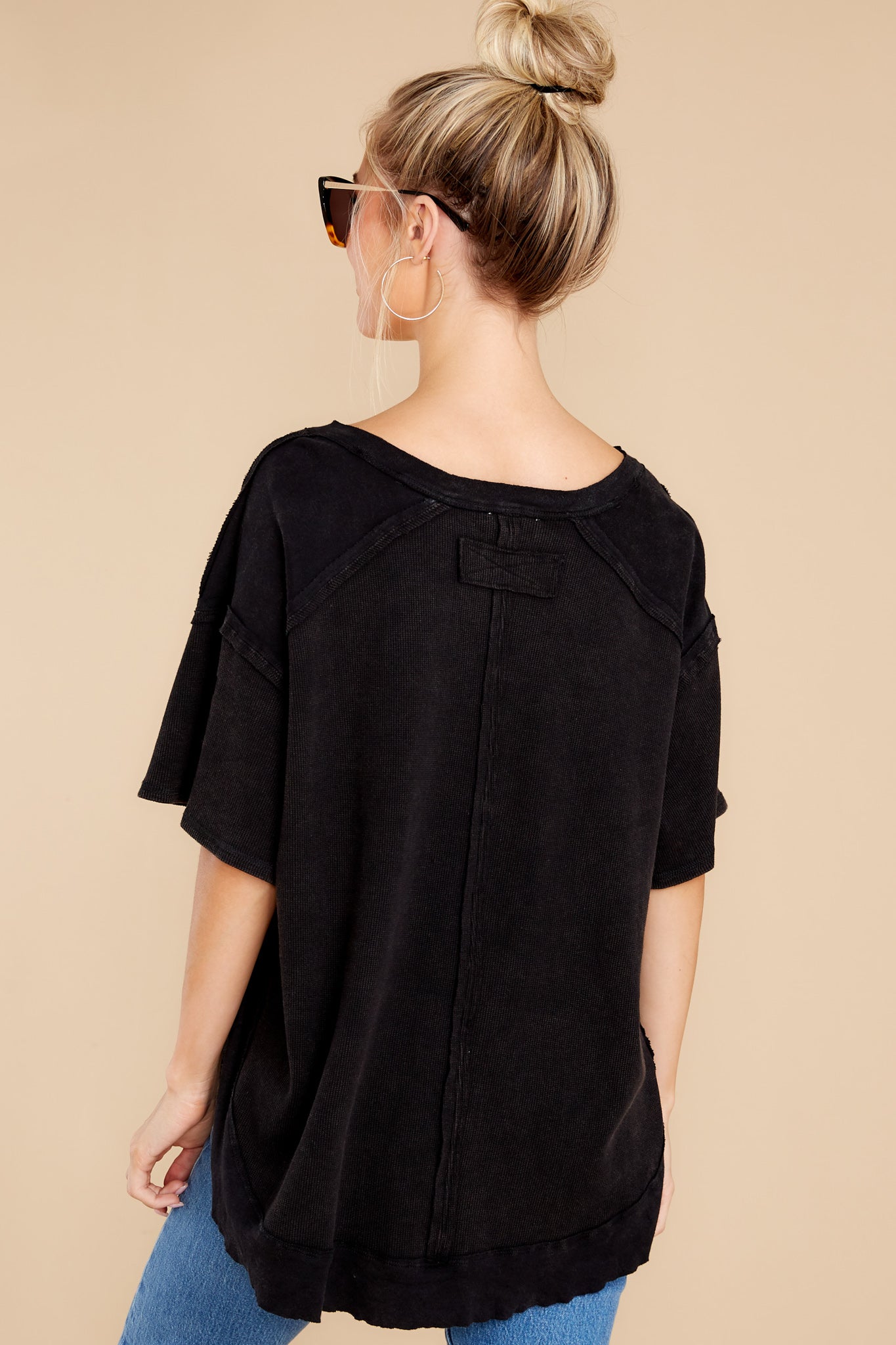 Wandering Around Black V-Neck Top