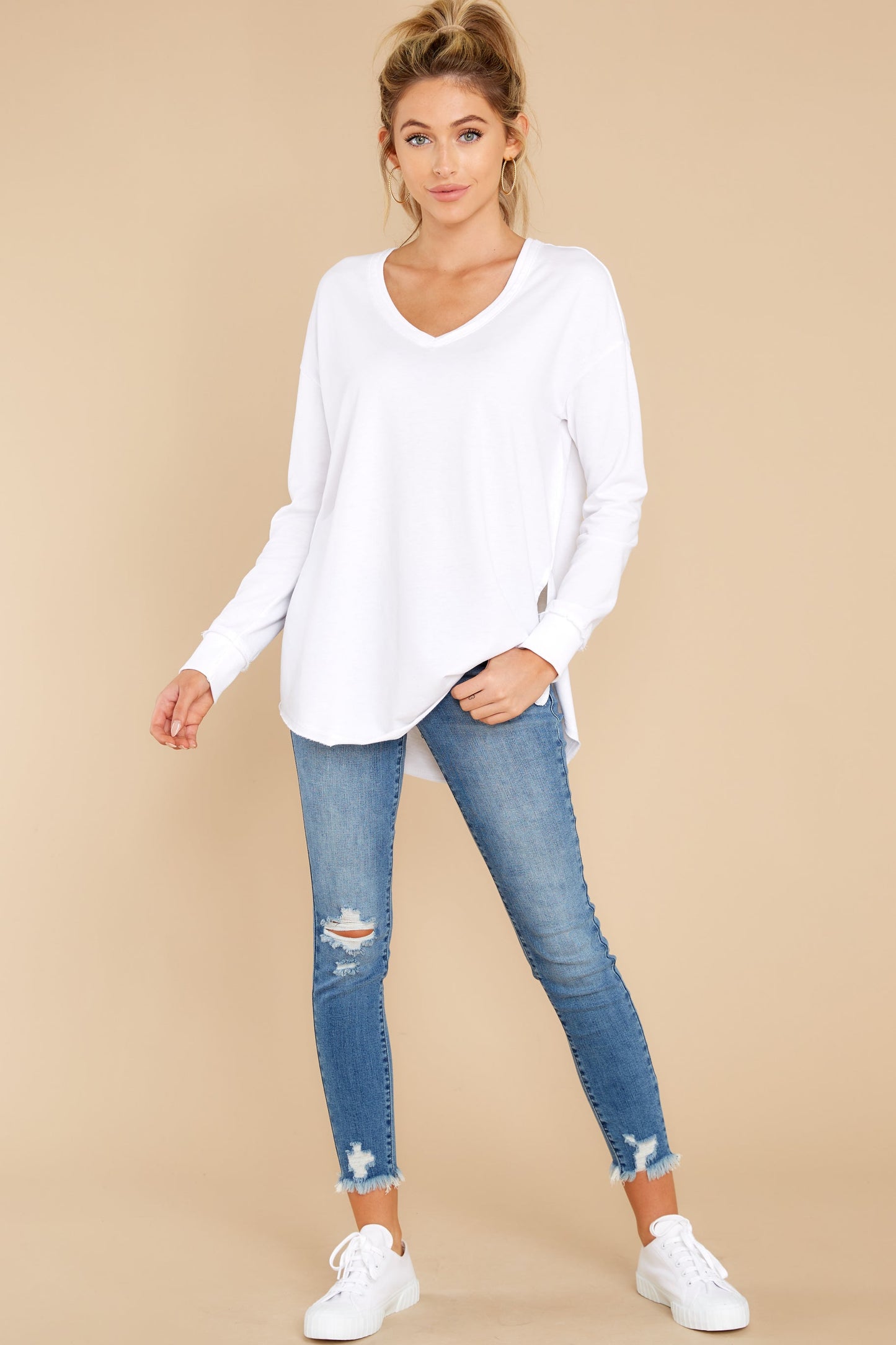 White V-Neck Weekender