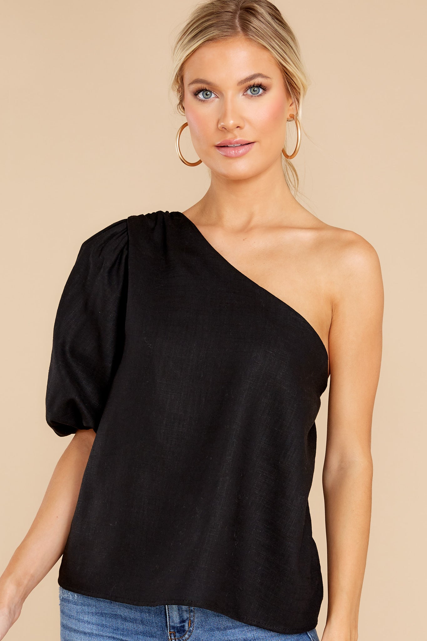 All In Stride Black One Shoulder Top