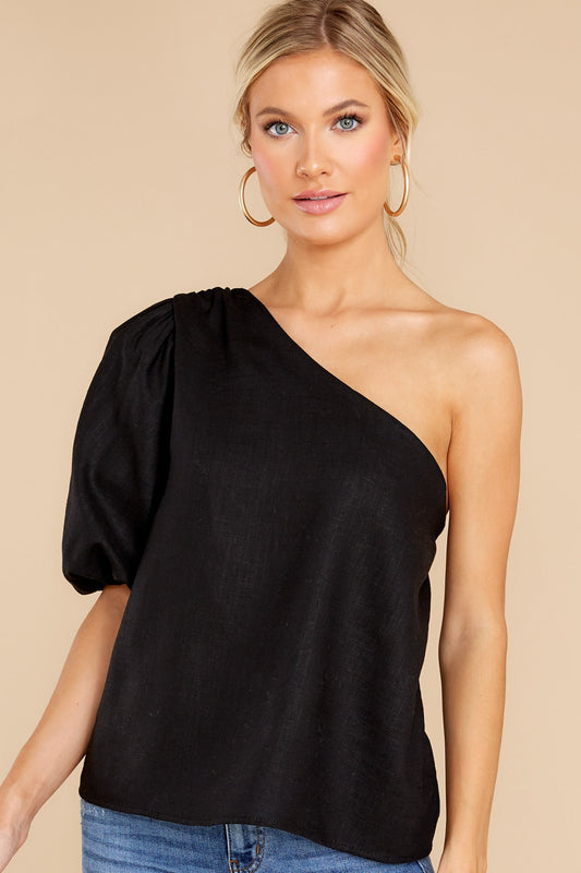 All In Stride Black One Shoulder Top