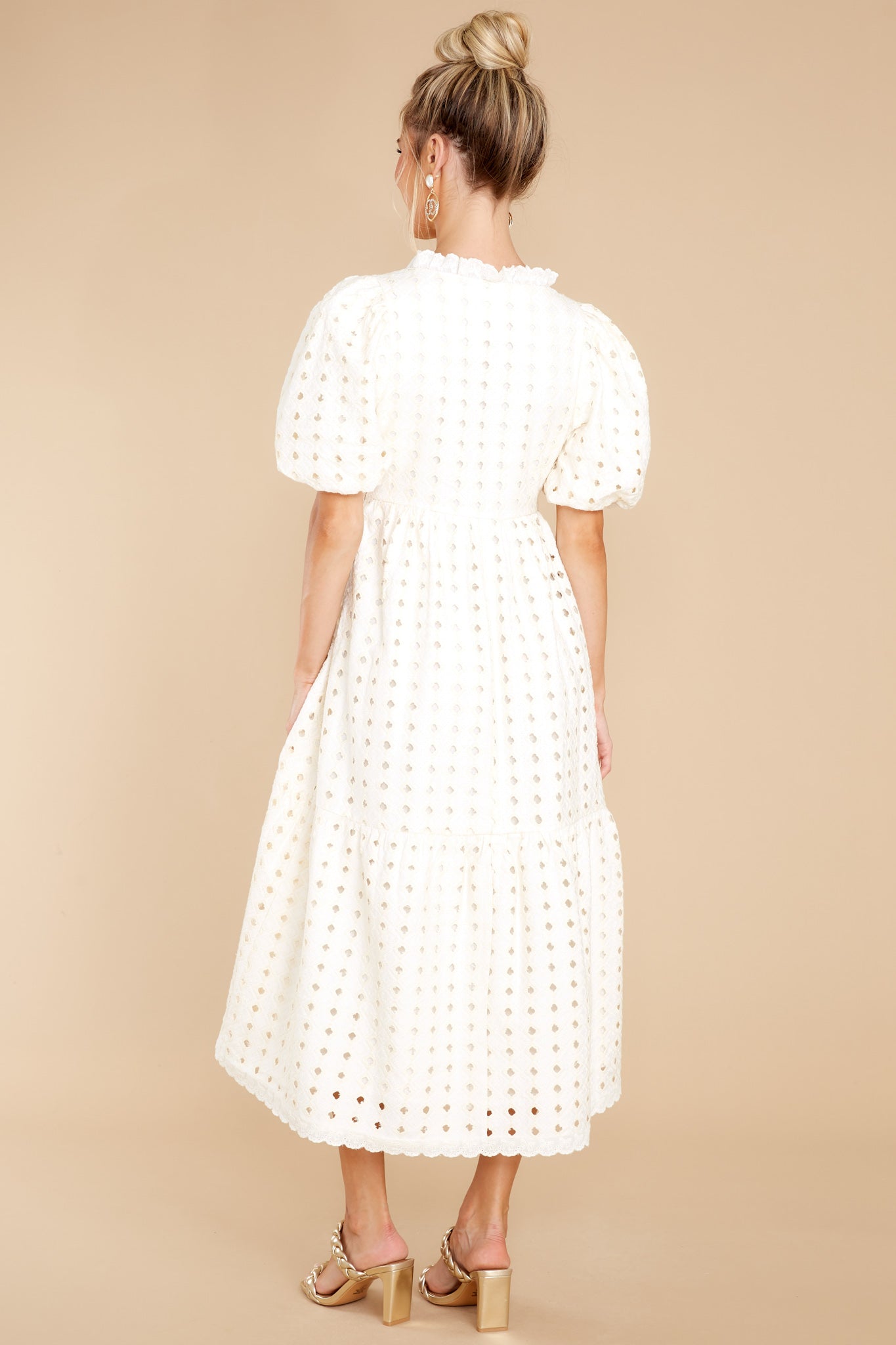 True To You Ivory Eyelet Midi Dress