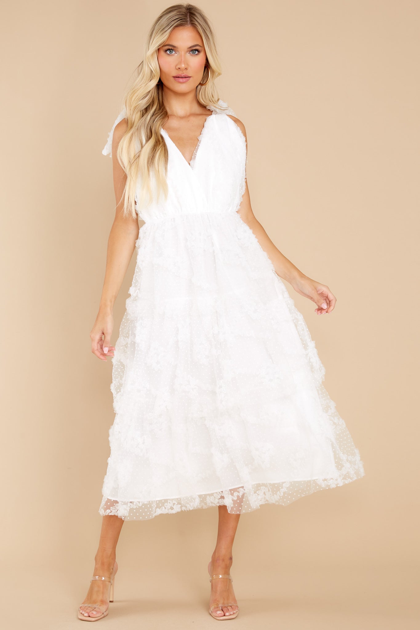 Stolen Glances White Midi Dress