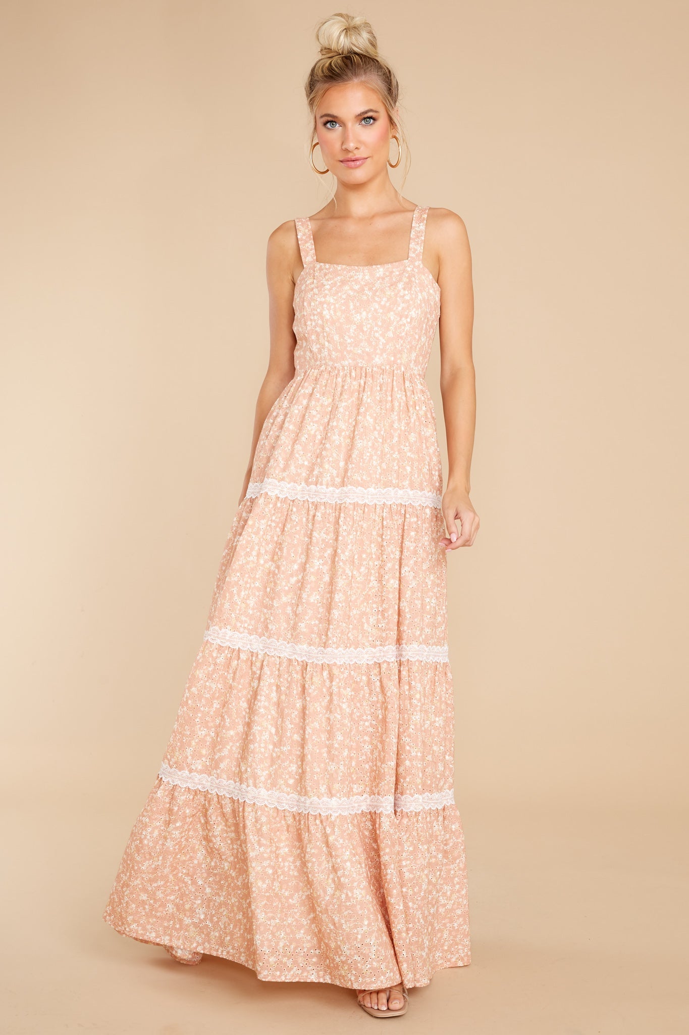 Sweet Disposition Peach Floral Print Maxi Dress