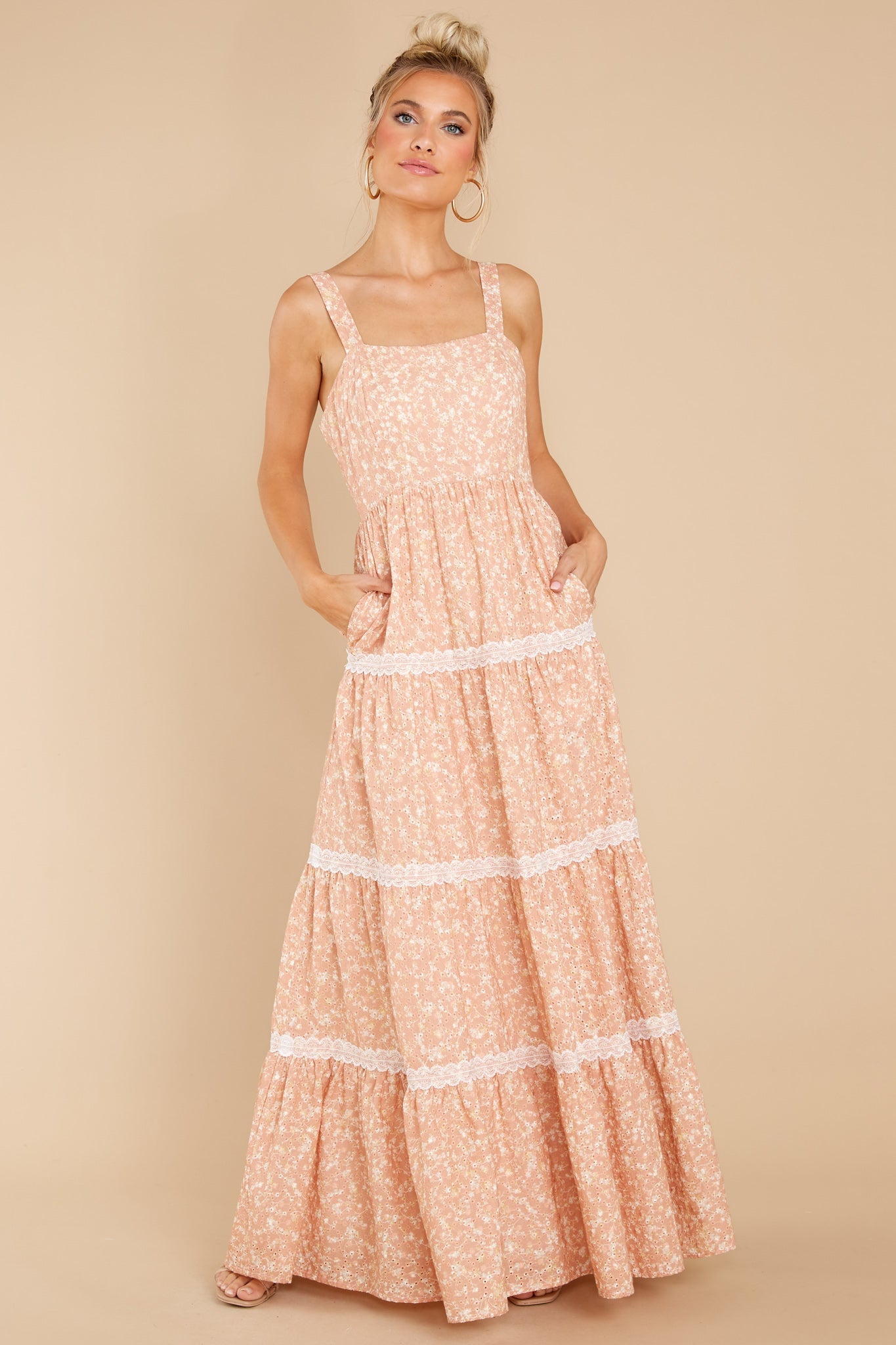 Sweet Disposition Peach Floral Print Maxi Dress