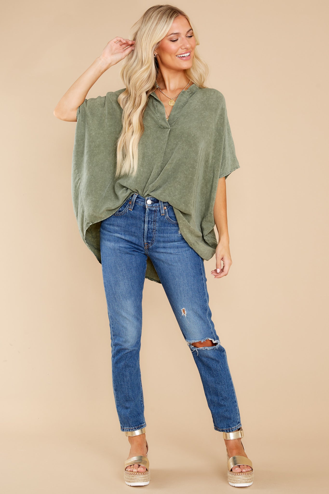 Pure Ambition Olive Green Top