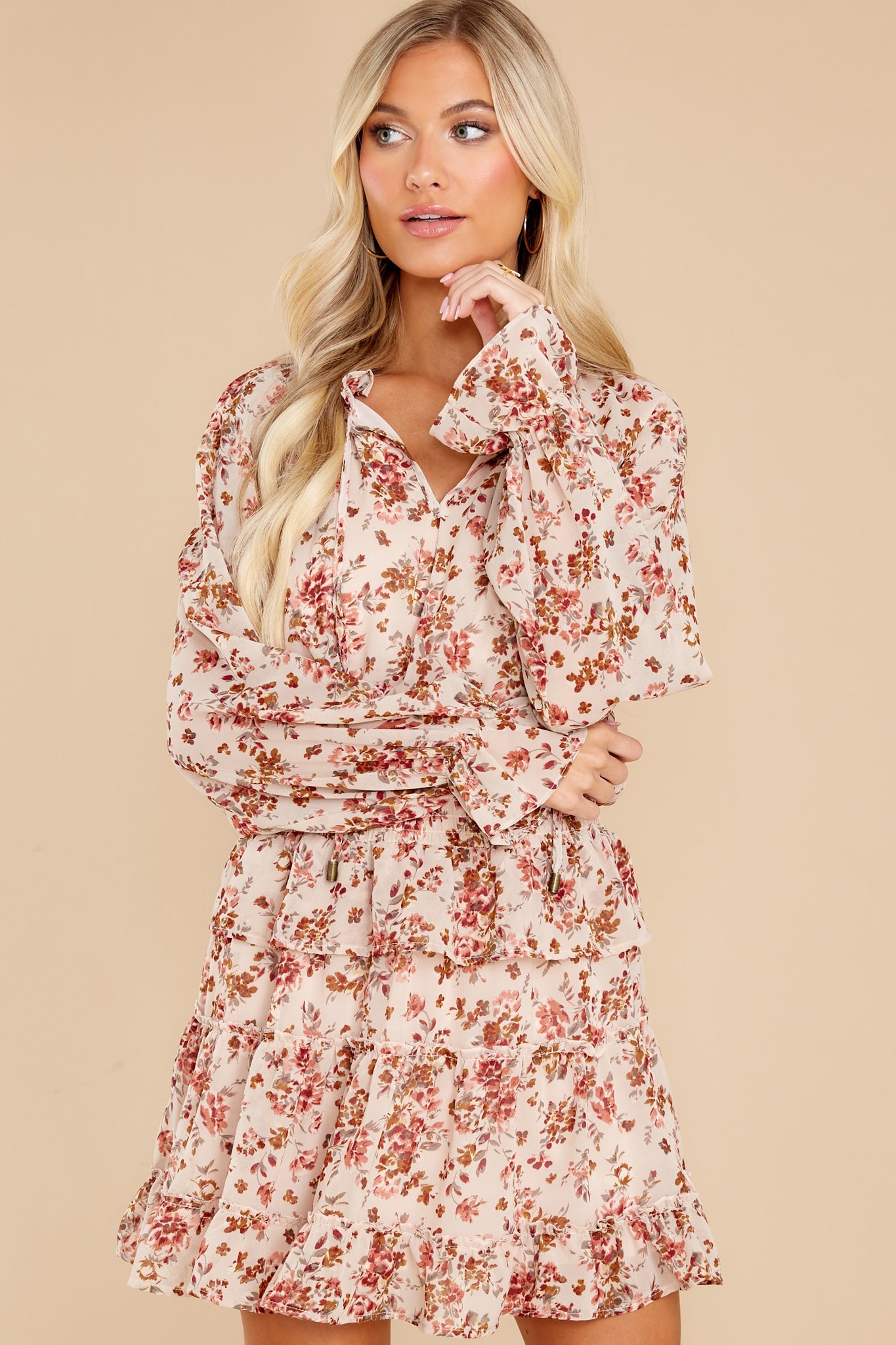 Whisper My Name Natural Floral Print Dress