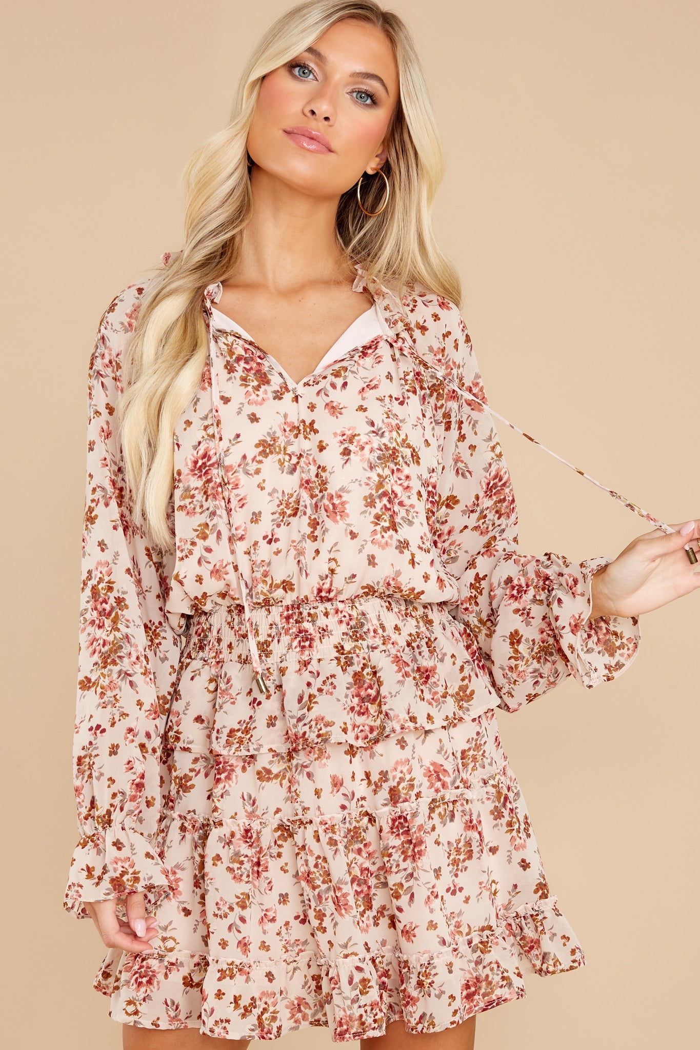 Whisper My Name Natural Floral Print Dress