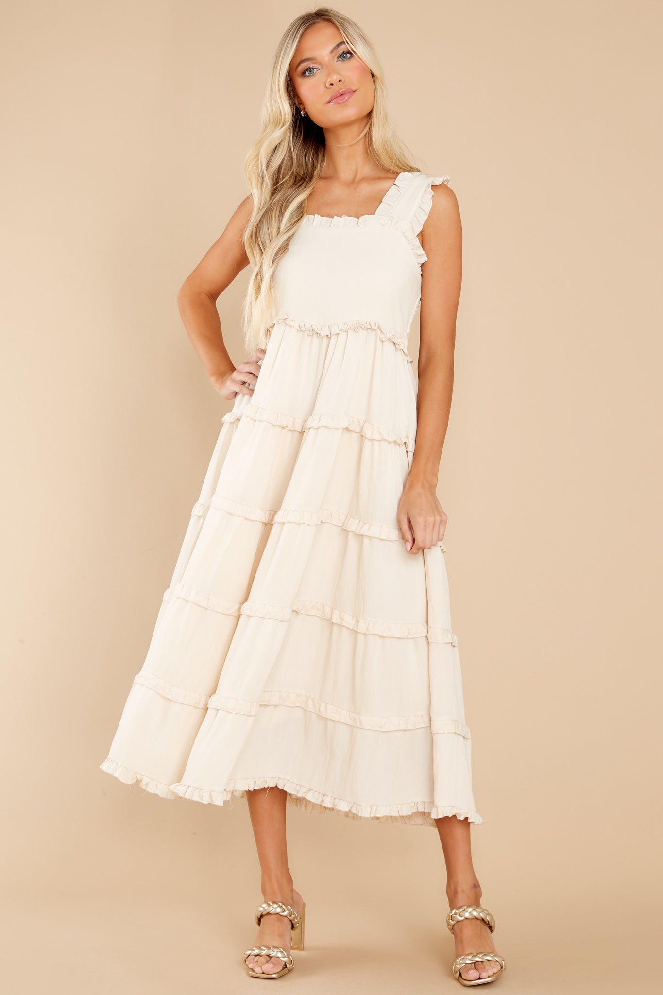 Easy Morning Sand Midi Dress