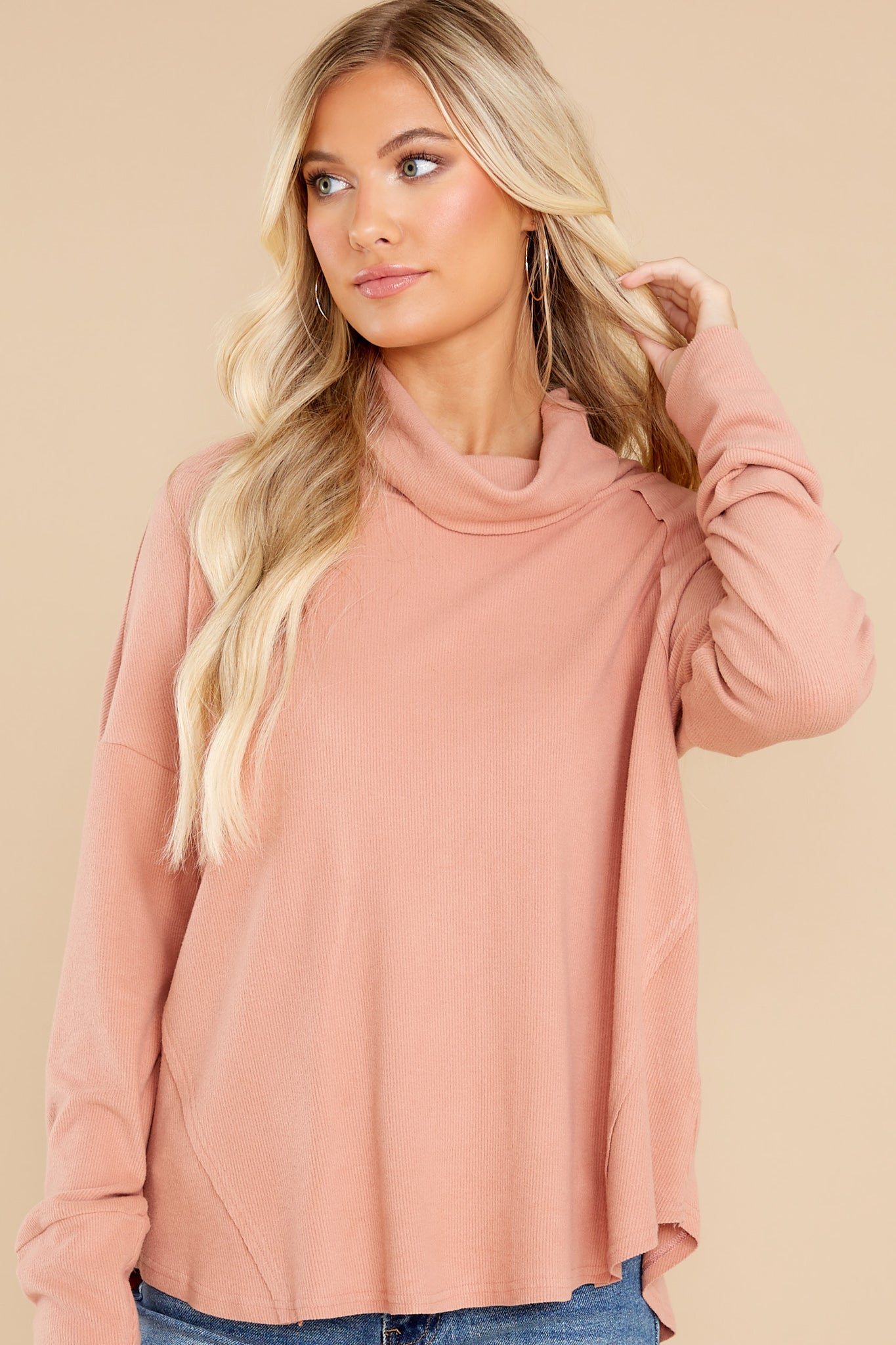Always Stunning Blush Turtleneck Sweater