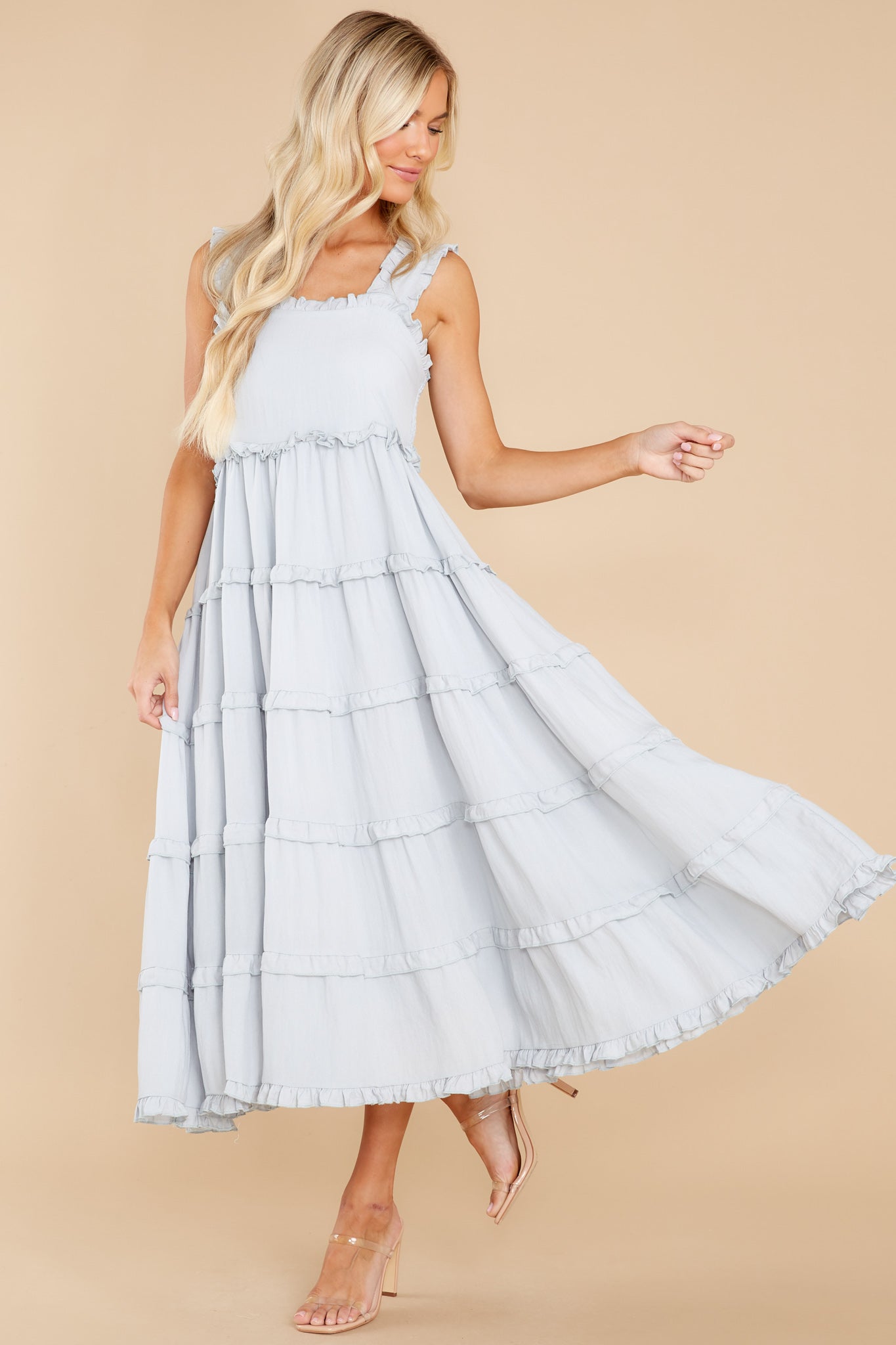 Easy Morning Light Blue Midi Dress