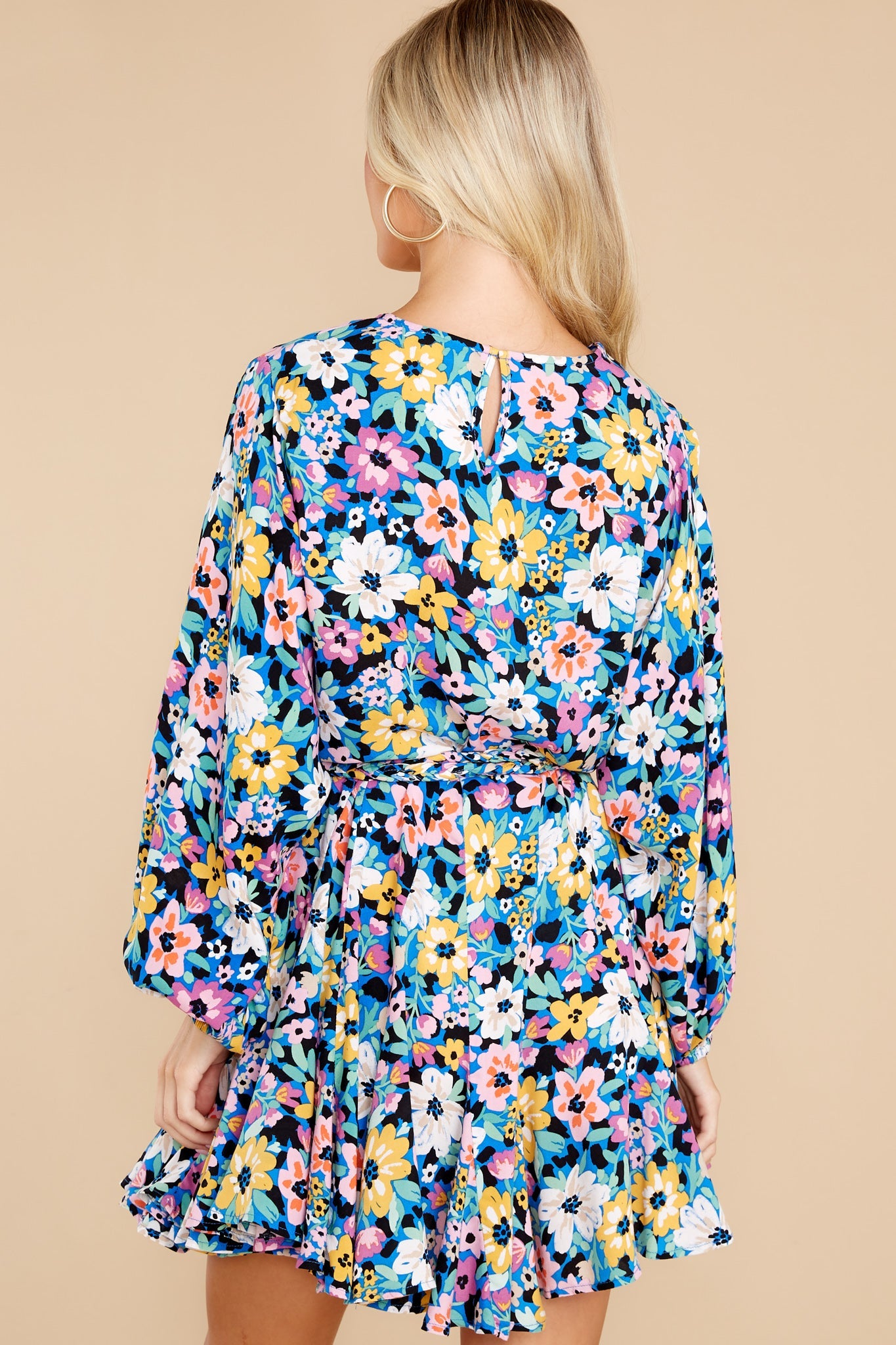 Touch Of Kindness Blue Multi Floral Print Dress