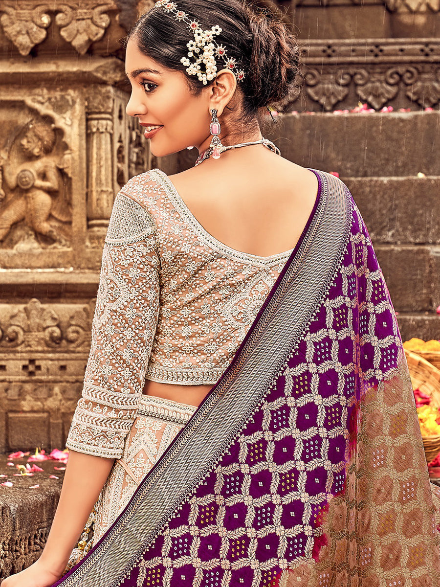 Shades Of Brown Georgette Lehenga Choli Having Lucknowi work and Banarasi Dupatta