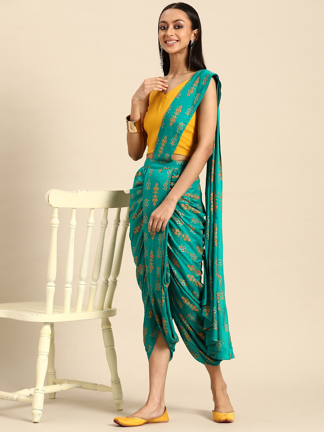 Dhoti with dupatta drape and Blouse