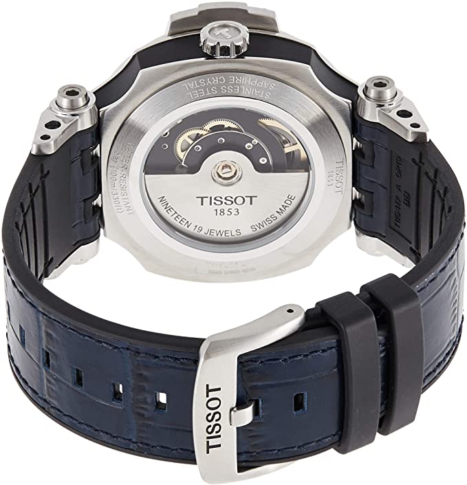 Tissot Men's Automatic T-Race Stainless Steel Black and Blue Sports Watch 115.407.17.041.00