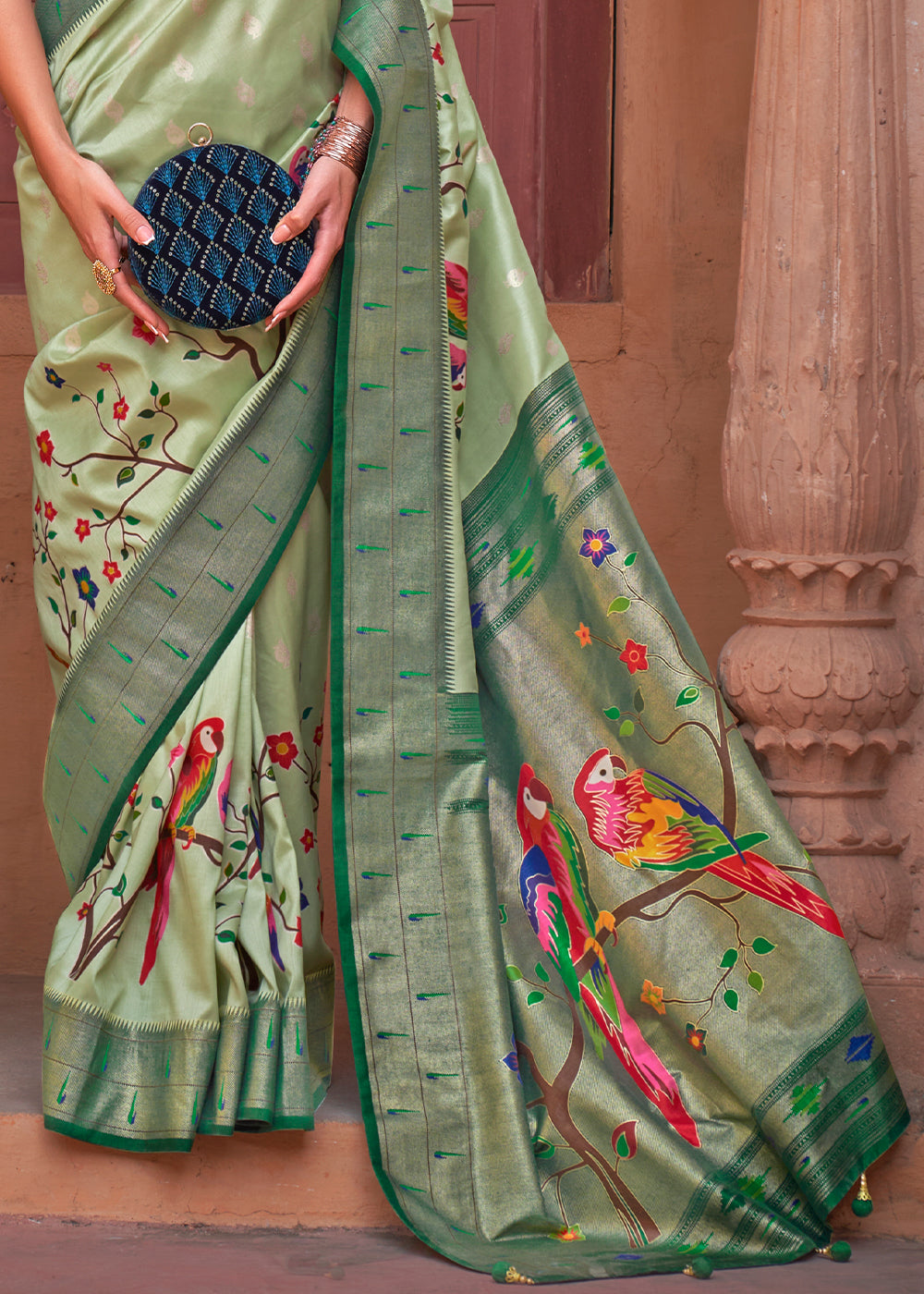 Shades Of Green Paithani Silk Saree