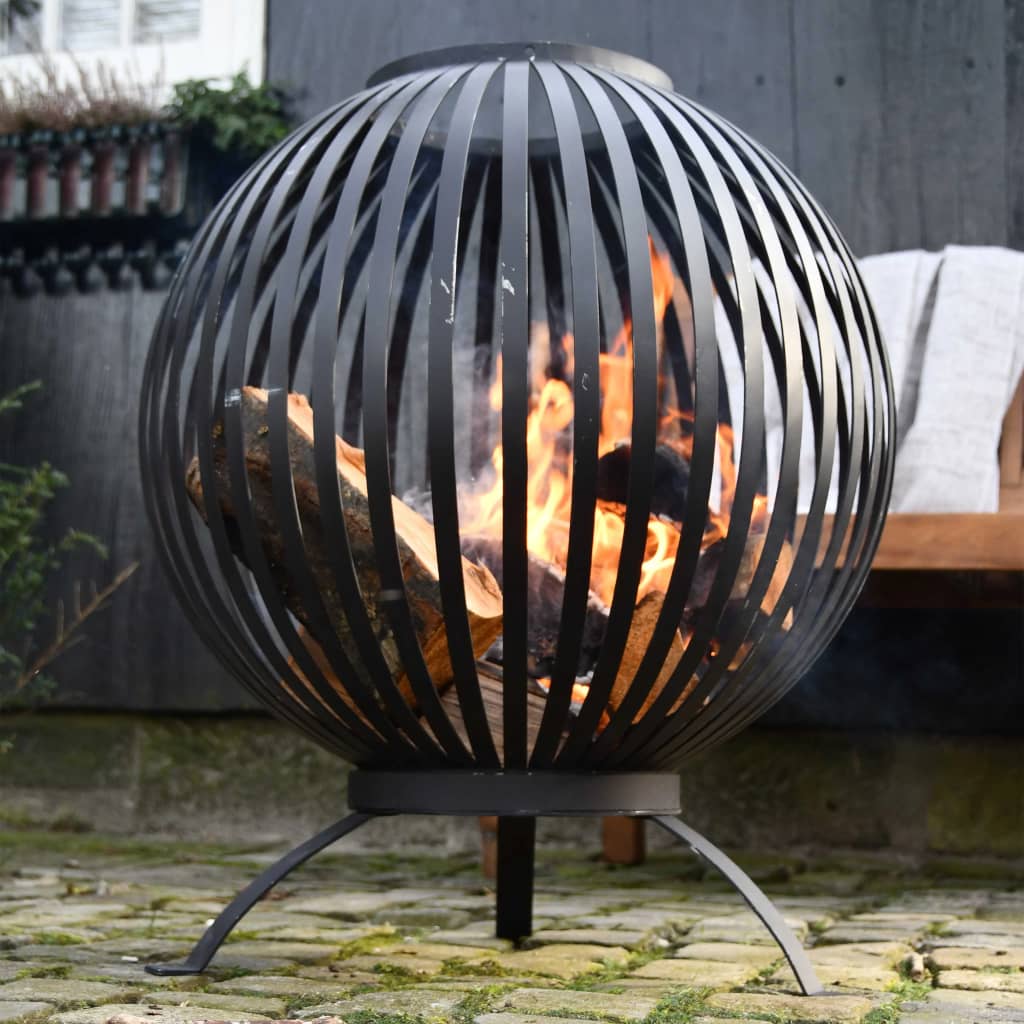 Feuerkorb Ball Gestreift Schwarz Kohlenstoffstahl FF400