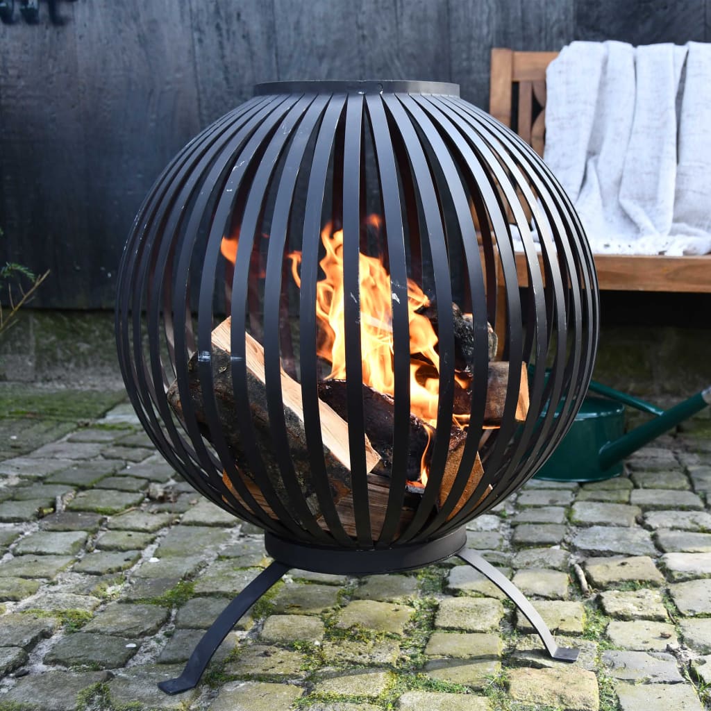 Feuerkorb Ball Gestreift Schwarz Kohlenstoffstahl FF400