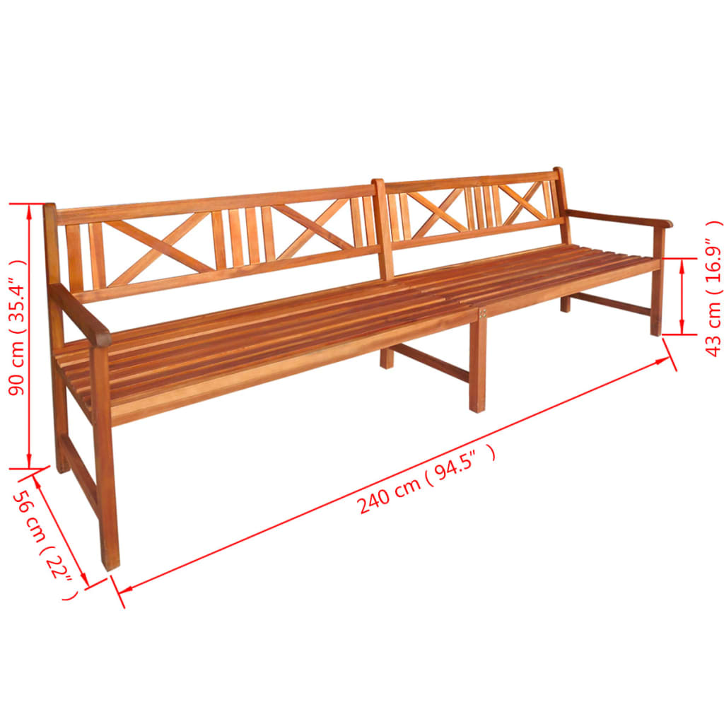 Gartenbank 240 cm Massivholz Akazie