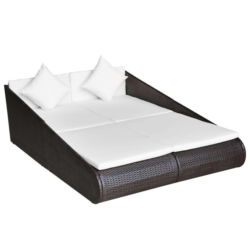 Gartenbett Braun 201×139 cm Poly Rattan