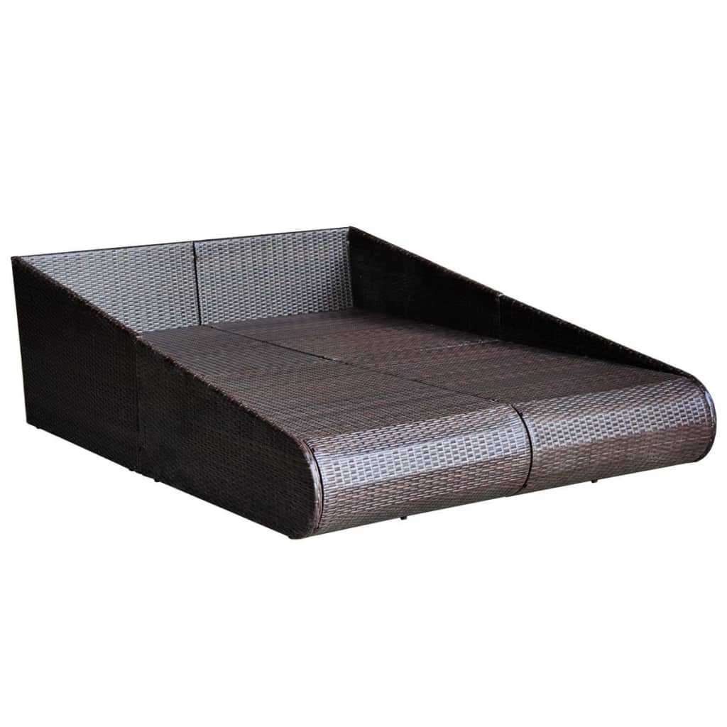 Gartenbett Braun 201×139 cm Poly Rattan