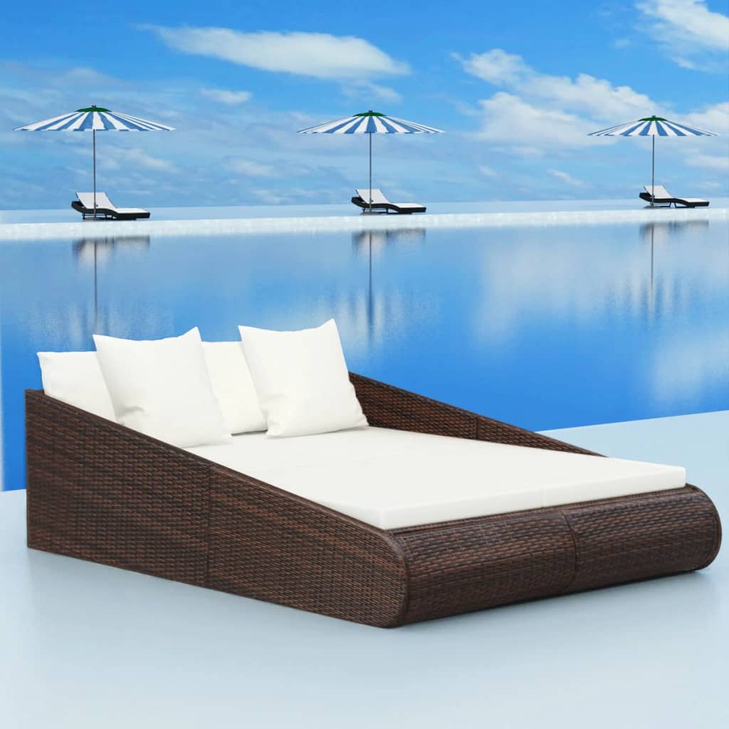 Gartenbett Braun 201×139 cm Poly Rattan