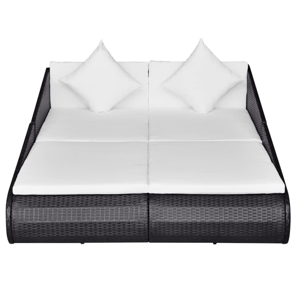 Gartenbett Schwarz 201×139 cm Poly Rattan