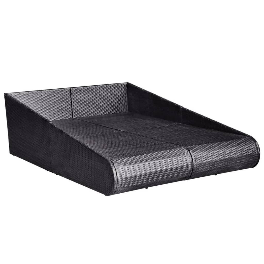 Gartenbett Schwarz 201×139 cm Poly Rattan