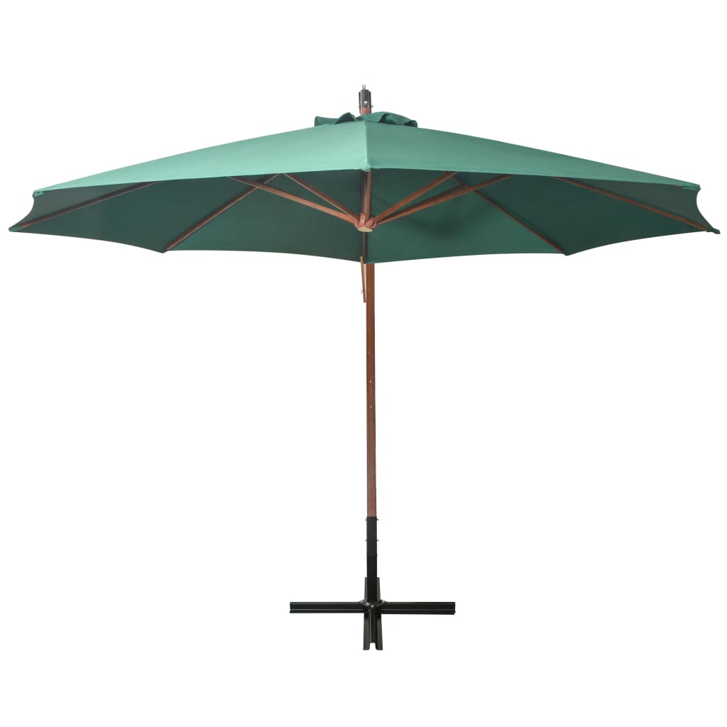 Sonnenschirm Ampelschirm 350 cm Holzmast Grün