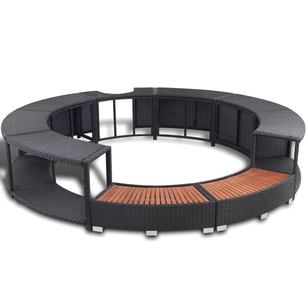 Whirlpool-Umrandung Rattan Rund Schwarz