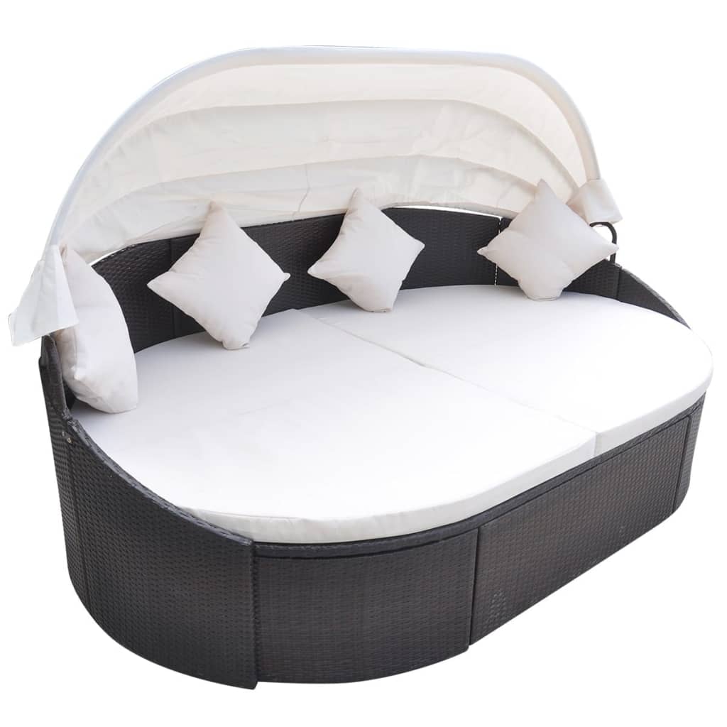 Garten-Sonneninsel mit Sonnendach Poly Rattan Braun
