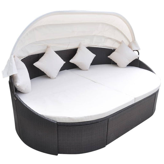 Garten-Sonneninsel mit Sonnendach Poly Rattan Braun