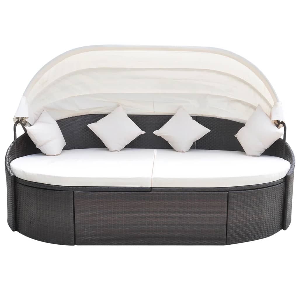 Garten-Sonneninsel mit Sonnendach Poly Rattan Braun