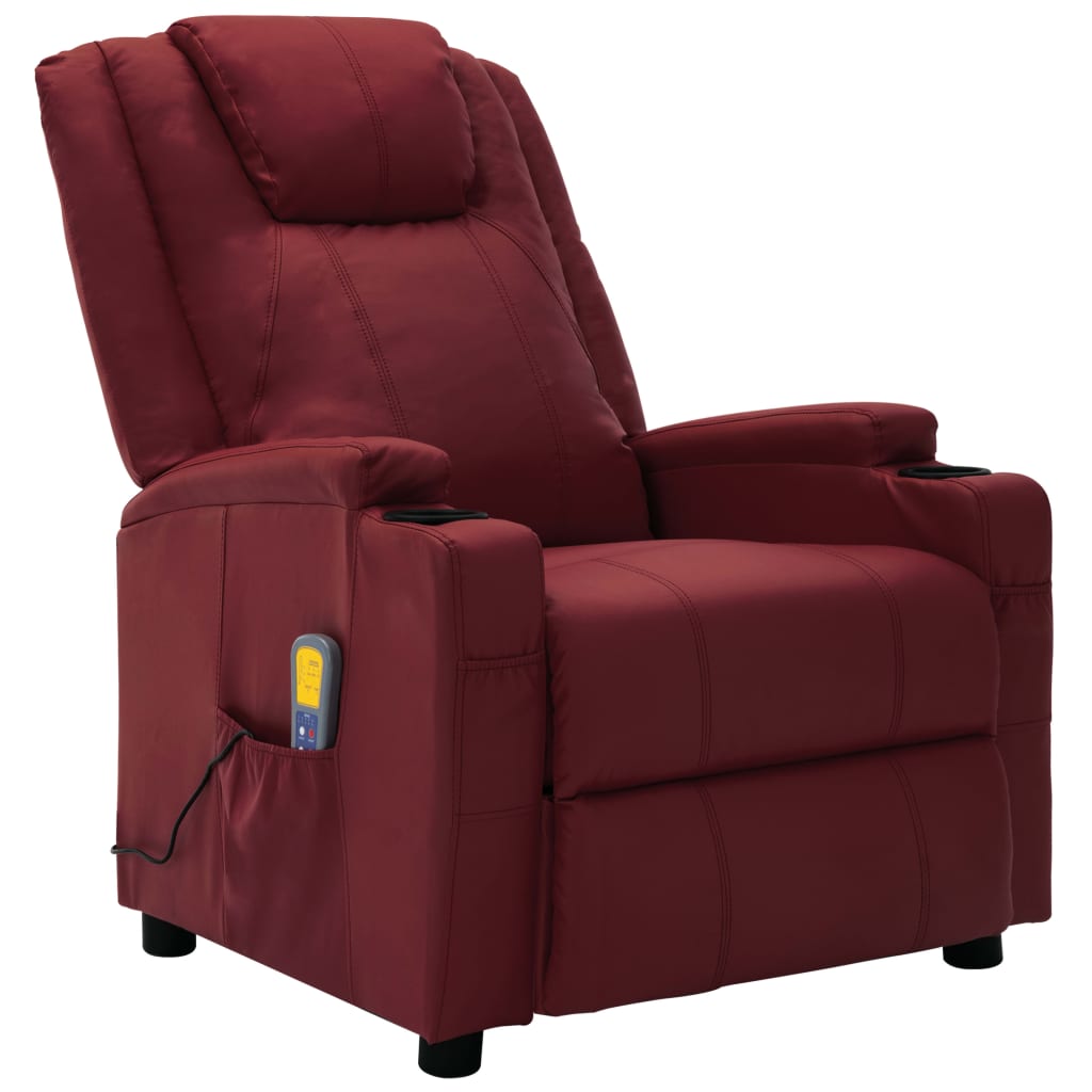 Massagesessel Weinrot Kunstleder