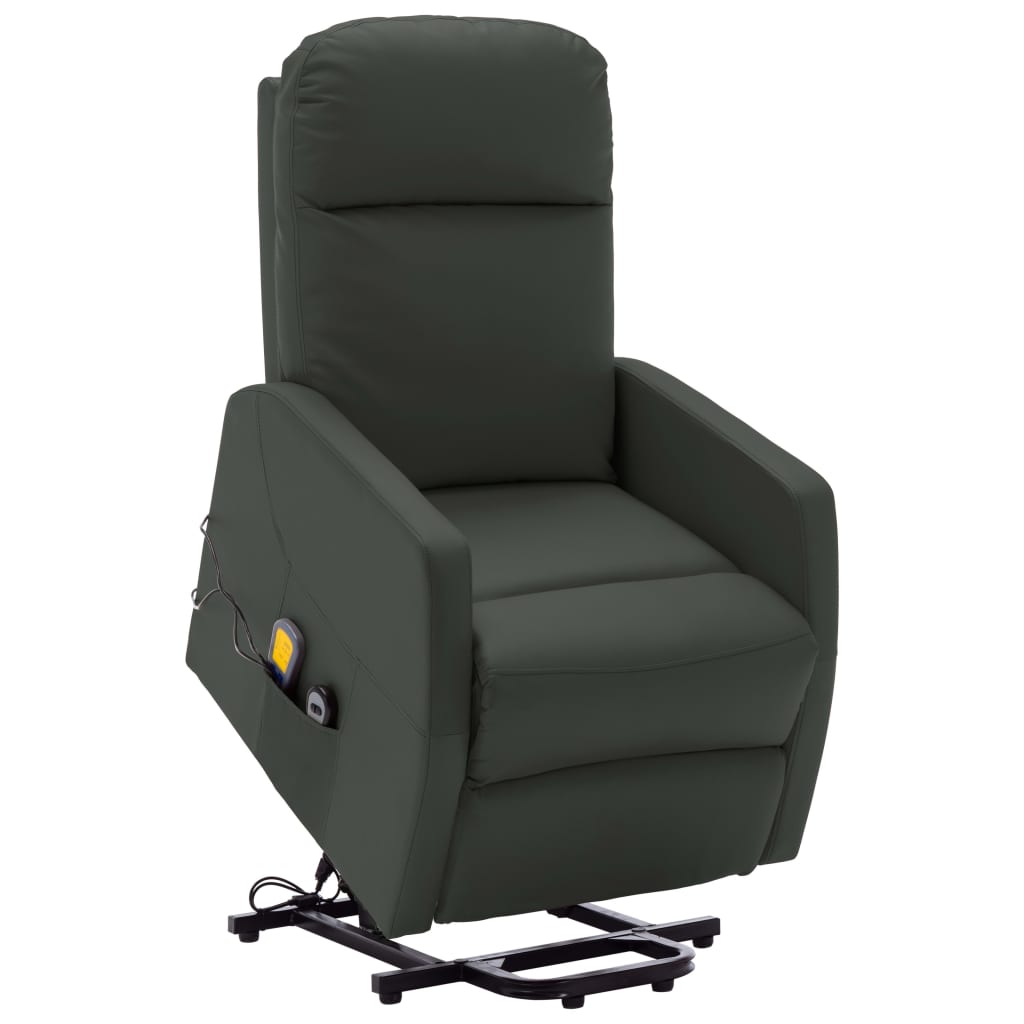 Massagesessel mit Aufstehhilfe Anthrazit Kunstleder