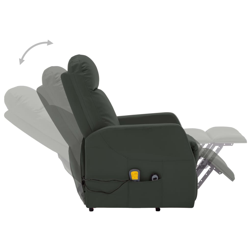 Massagesessel mit Aufstehhilfe Anthrazit Kunstleder