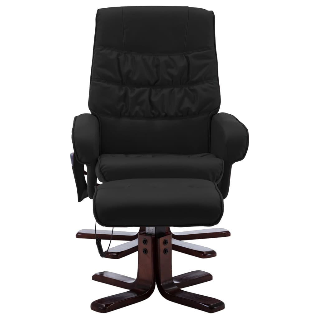 Massagesessel mit Fußhocker Schwarz Kunstleder