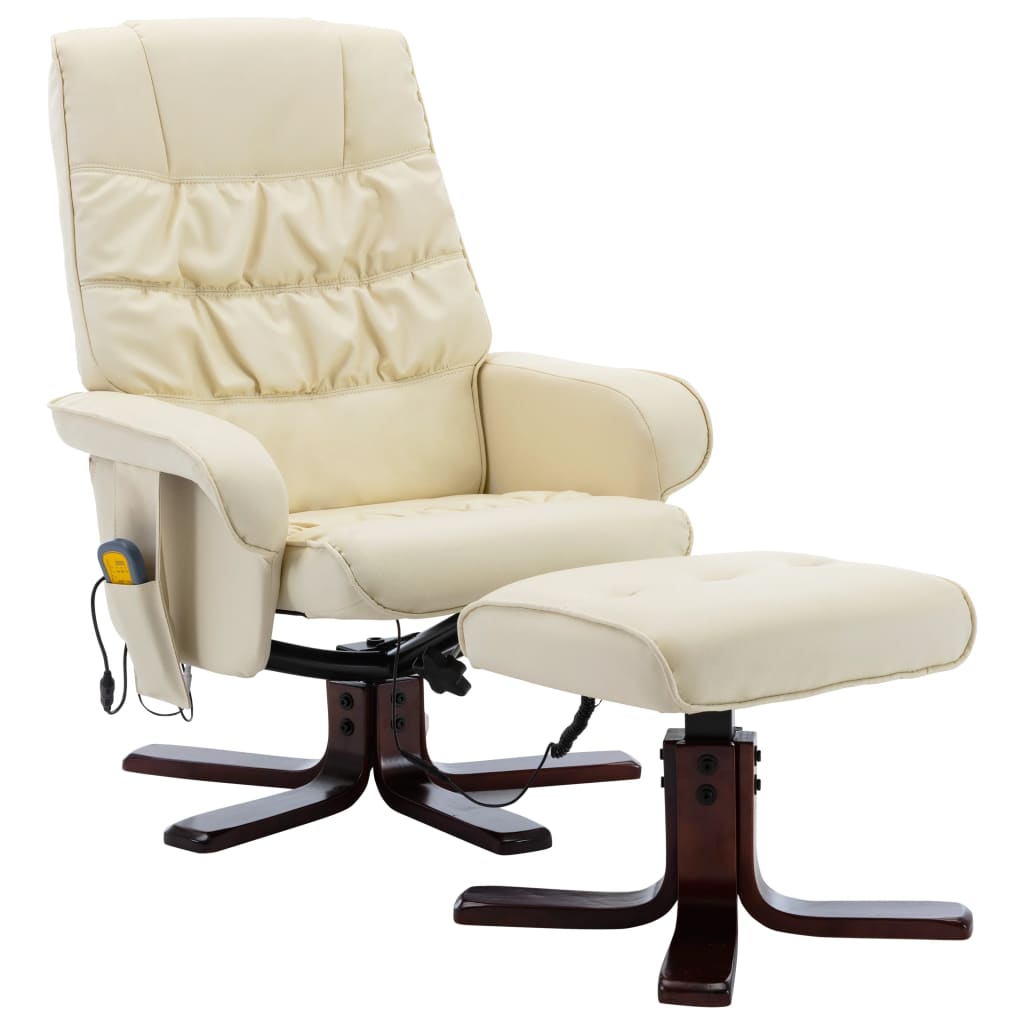 Massagesessel mit Fußhocker Creme Kunstleder