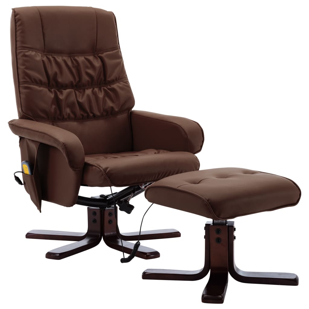 Massagesessel mit Fußhocker Braun Kunstleder