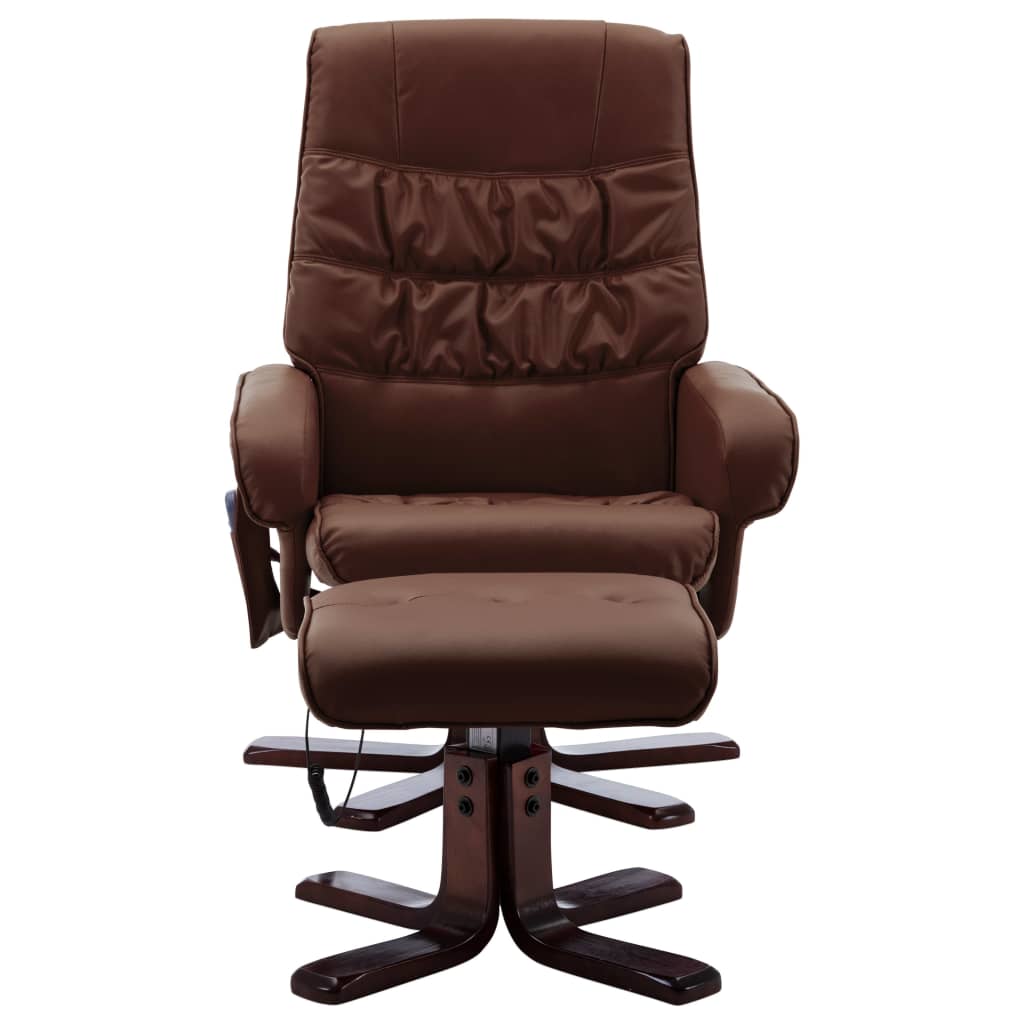 Massagesessel mit Fußhocker Braun Kunstleder