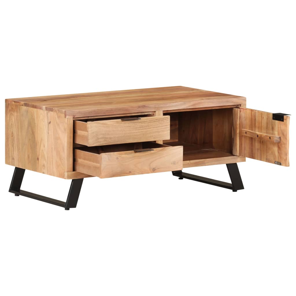 Couchtisch 90x50x40 cm Massivholz Akazie mit Naturkanten