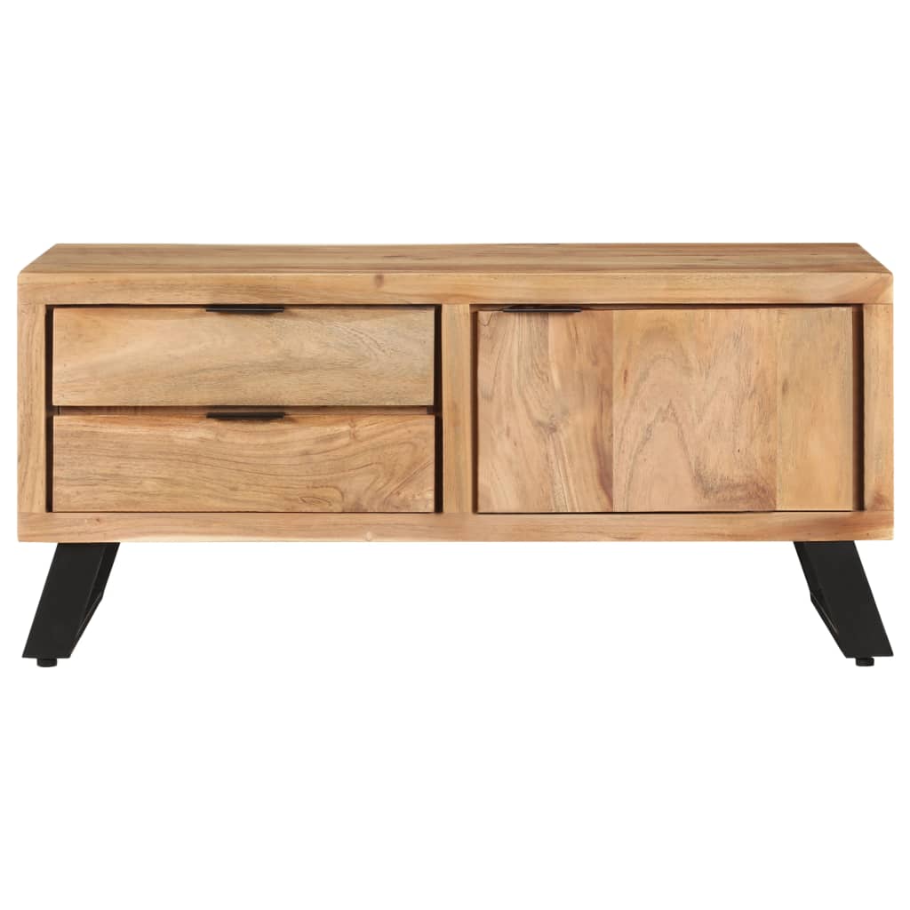 Couchtisch 90x50x40 cm Massivholz Akazie mit Naturkanten