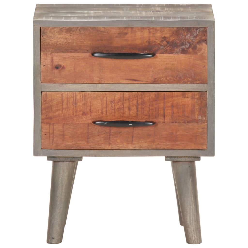 Nachttisch Grau 40x30x50 cm Raues Mango-Massivholz