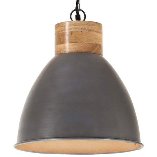 Hängelampe Industrie-Stil Grau Eisen & Massivholz 46 cm E27