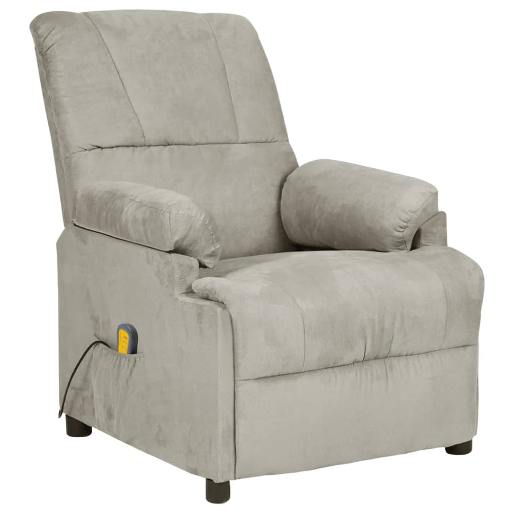 Massagesessel Hellgrau Wildleder-Optik